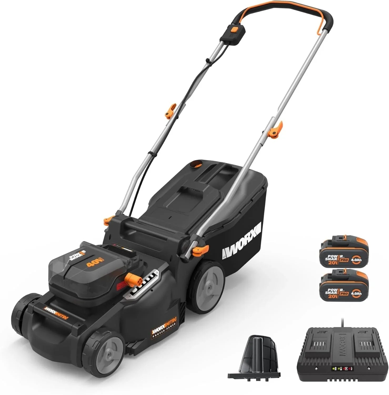 WORX Nitro 40V 16" Cordless Lawn Mowers w/Brushless Motor 2.0 & Intellicut