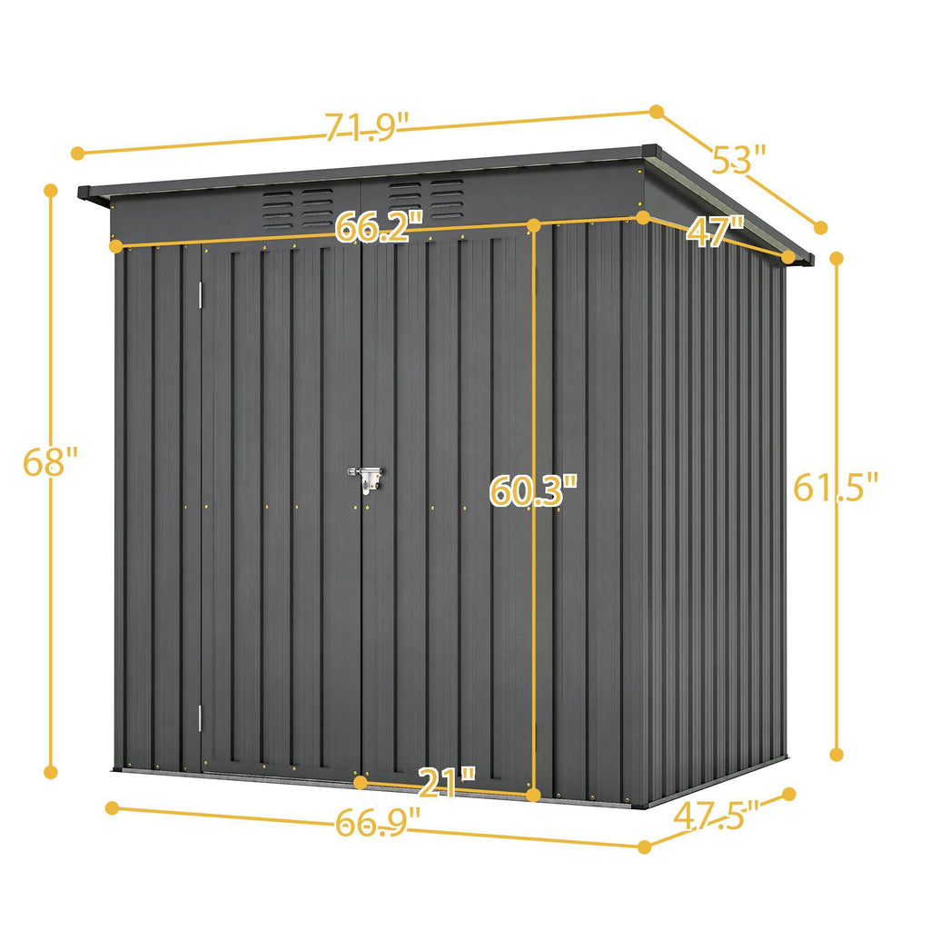 6 X 4 Ft Outdoor Storage Shed, All Weather Tool Shed For Garden, Backyard, Lawn, Black - Decindoor